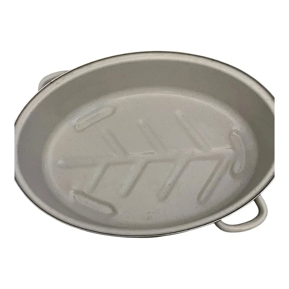 JMP Capri Harvest Blossom enamelware oval roasting pan with a lid - Picture 5 of 6